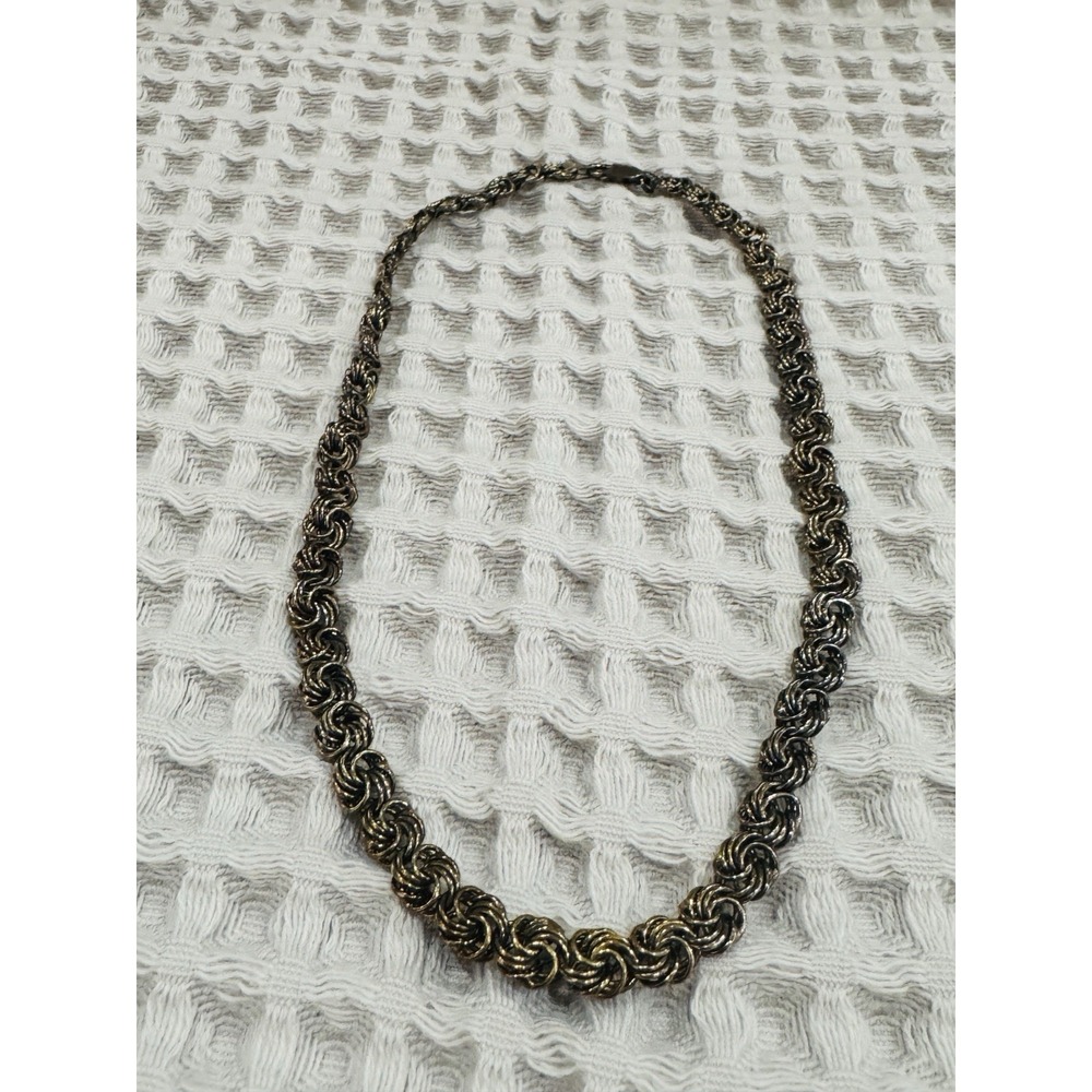 Veronese 925 Italy Byzantine Link Necklace Gold Tone Sterling Silver 16.5"